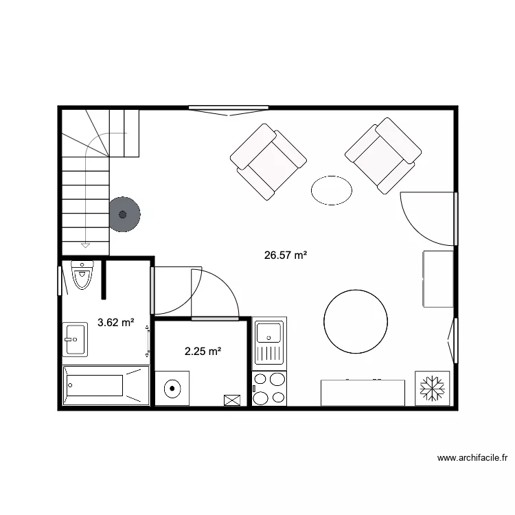RDC Chalet 33 m2. Plan de 