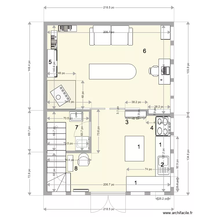 Grange b&acirc;timent de service. Plan de 