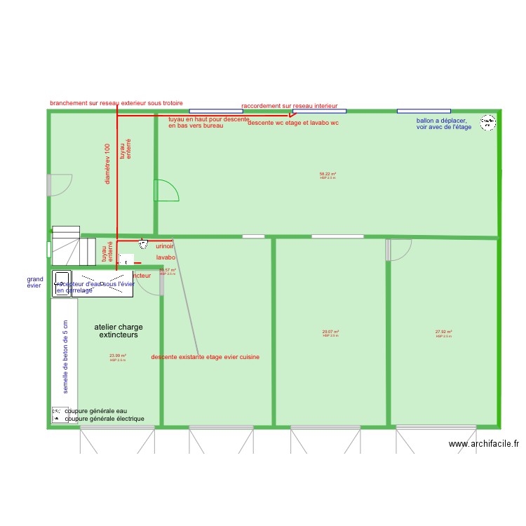 RDC BOISSY eau usée. Plan de 0 pièce et 0 m2