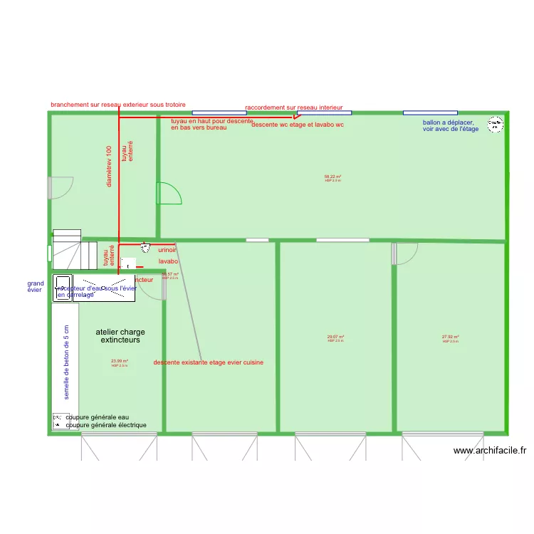 RDC BOISSY eau us&eacute;e. Plan de 