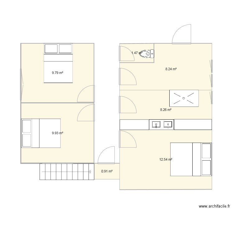 THARON 1WC couloir droit. Plan de 0 pièce et 0 m2