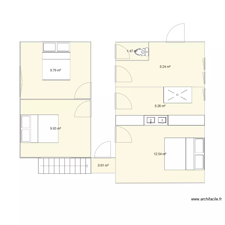 THARON 1WC couloir droit. Plan de THARON 1WC couloir droit. Plan de