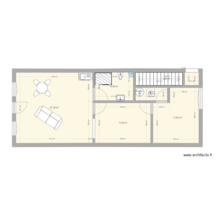 RDC Balbigny bis. Plan de 6 pièces et 61 m2