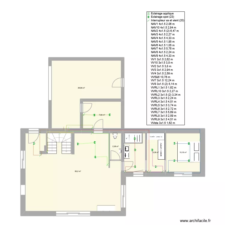 Tyty & Yanis circuit éclairage VV. Plan de 11 et 171 m² Tyty & Yanis circuit éclairage VV. Plan de 11 et 171 m²
