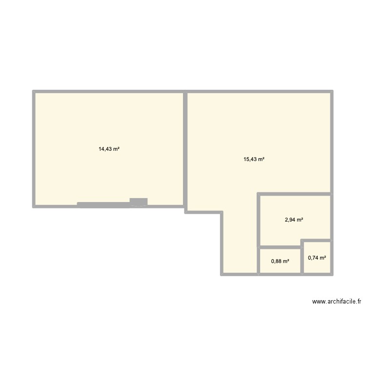 Fondary. Plan de 5 pièces et 34 m2