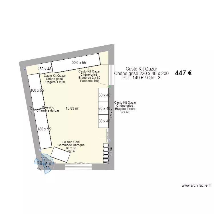 Pi&egrave;ce Dressing. Plan de 