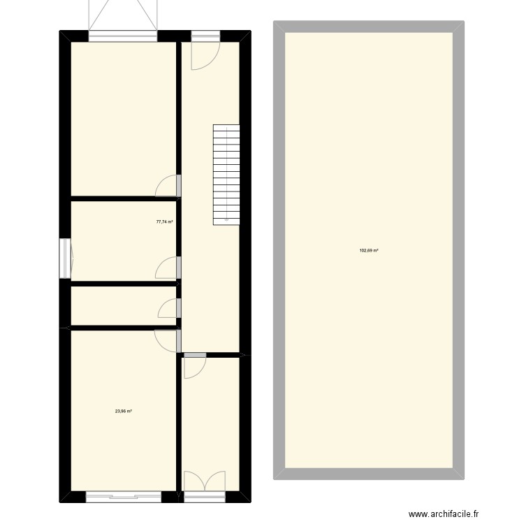 S&M. Plan de 3 pièces et 204 m2