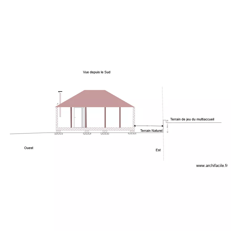 Facade Sud. Plan de Facade Sud. Plan de