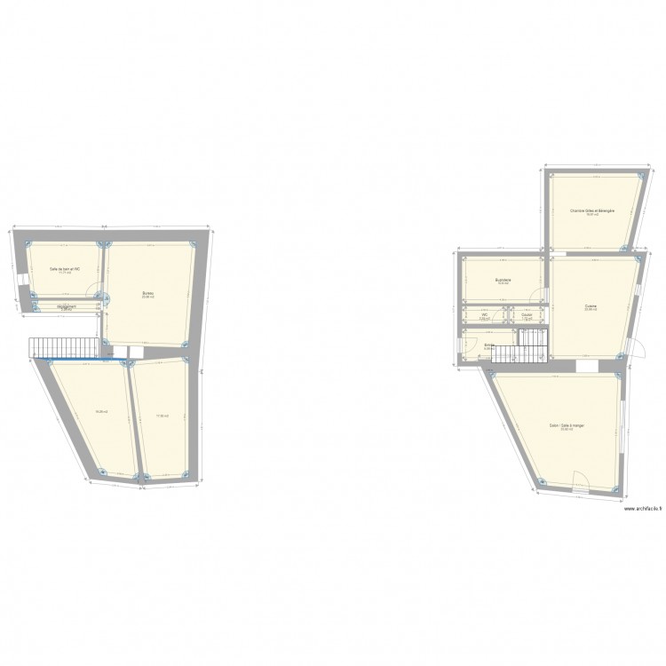 PLAN rdc Etage. Plan de 12 pièces et 174 m2
