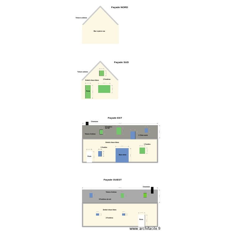 maison commune modifiée. Plan de 4 pièces et 140 m2