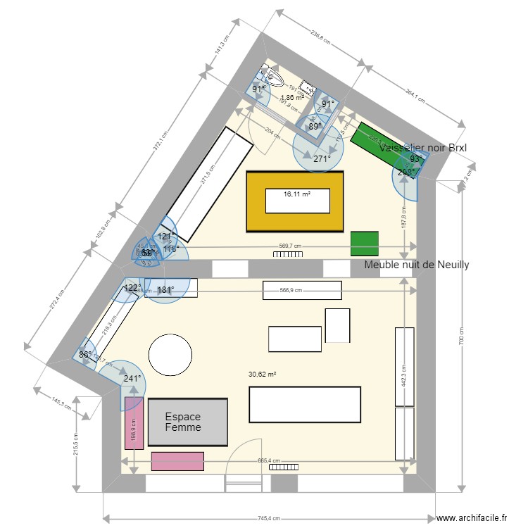 PARIS ABESSES III. Plan de 4 pièces et 49 m2