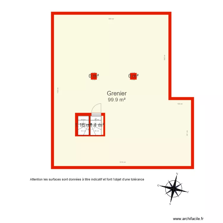 BI 5037 grenier c&ocirc;t&eacute;. Plan de 