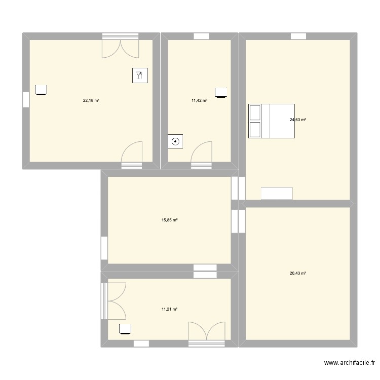 Maison - plan 1. Plan de 6 pièces et 106 m2