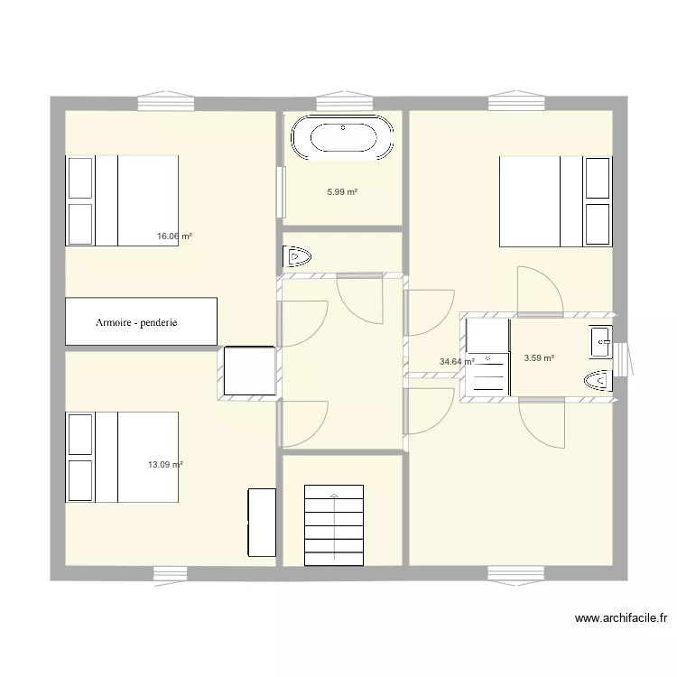 1er Maison La Baule apr&egrave;s modification. Plan de 