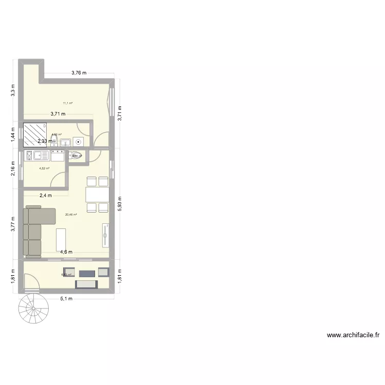 Divine Huilerie 1er &eacute;tage. Plan de 6  et 48 m²