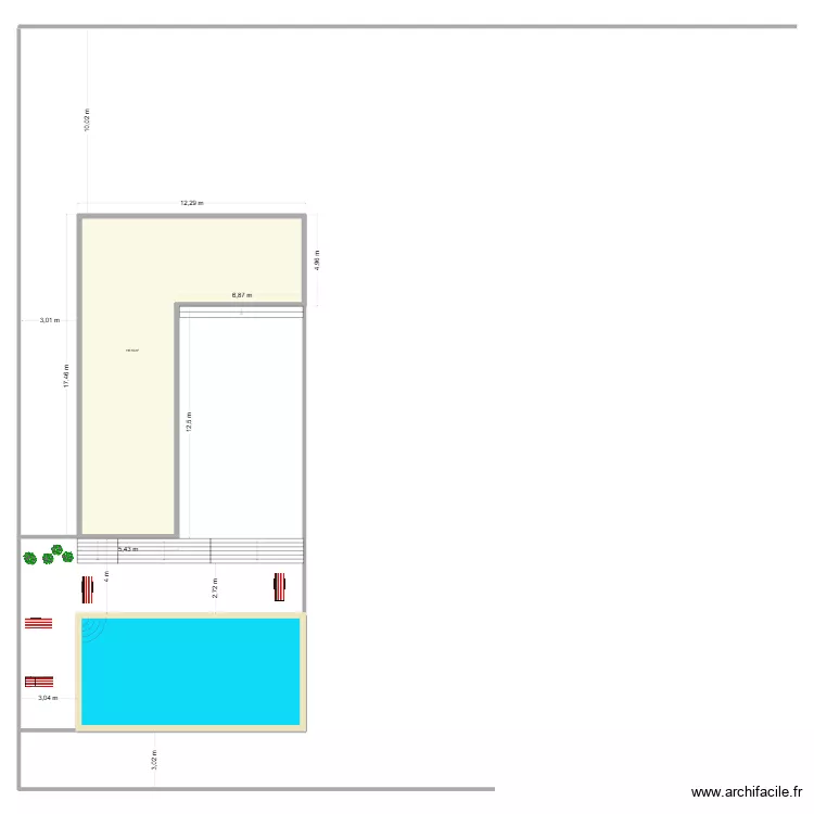 Piscine condo. Plan de 1  et 118 m²