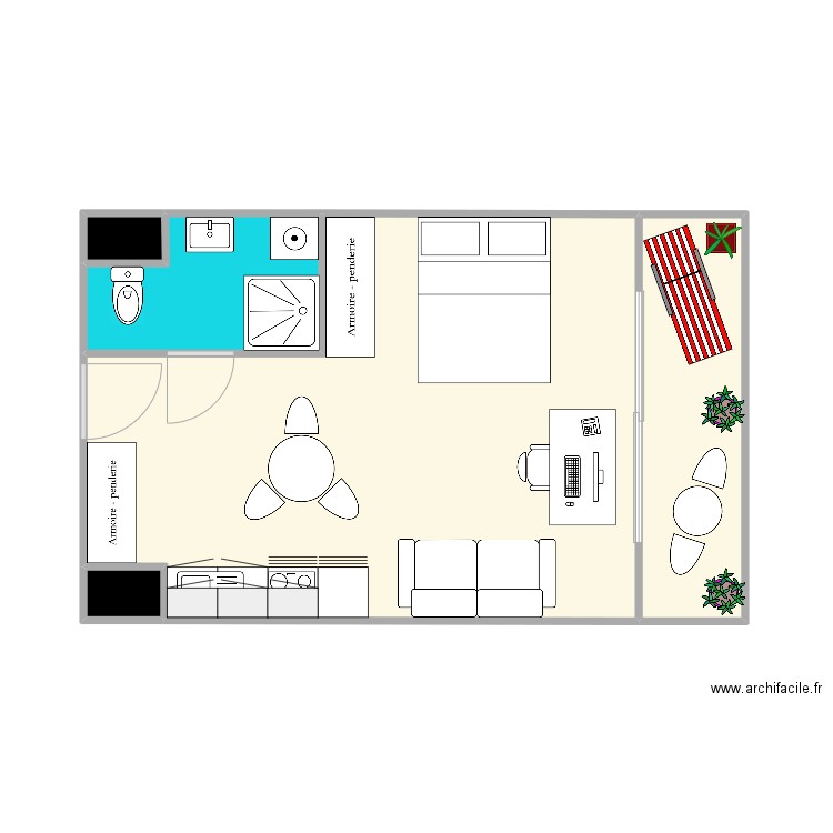 44 Lepeu espace maxi. Plan de 5 pièces et 37 m2