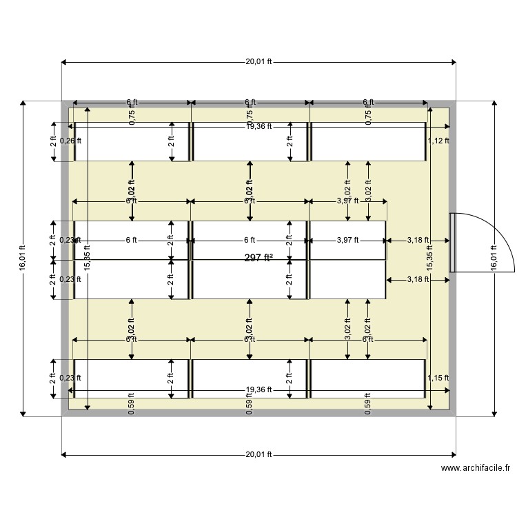 Merck 16x20. Plan de 1 pièce et 28 m2