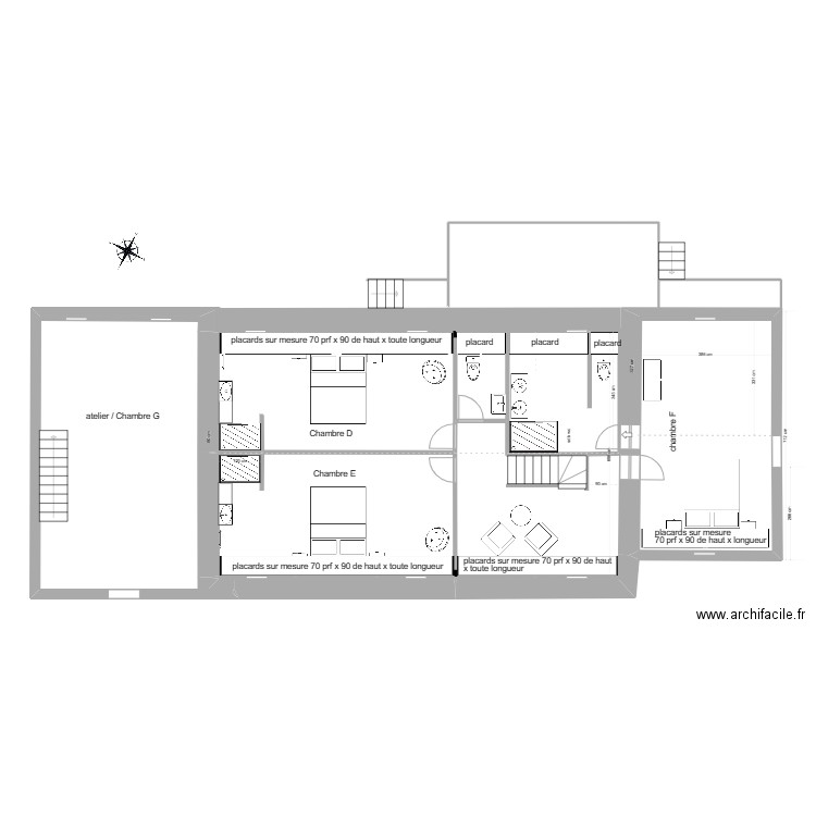 projet étage 20 fev. Plan de 7 pièces et 121 m2