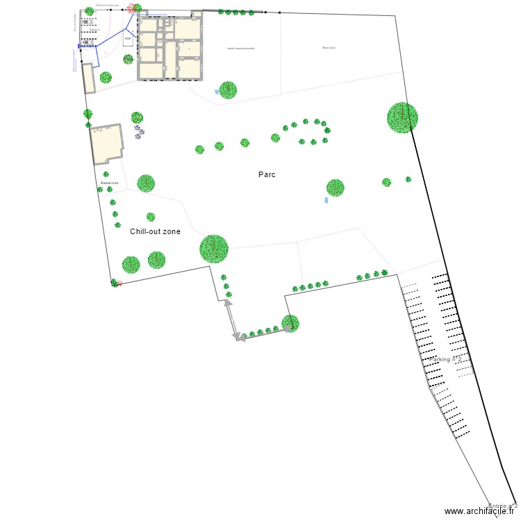 plan parking + assainissement. Plan de 21 pièces et 520 m2