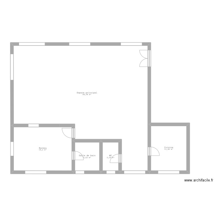 plan de base. Plan de 5 pièces et 127 m2