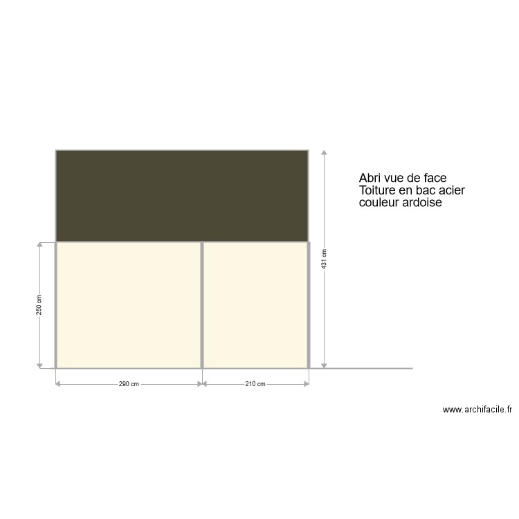 Abri vue de face. Plan de 0 pièce et 0 m2