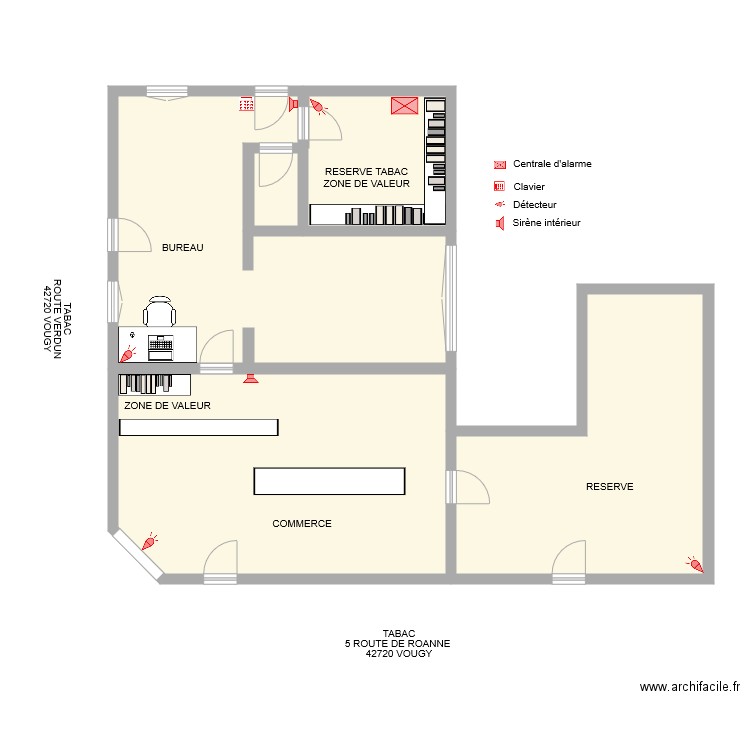 TABAC VIVAL CEDRIC GERLAND Alarme Anti intrusion . Plan de 0 pièce et 0 m2