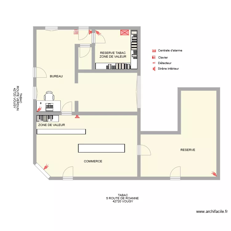 TABAC VIVAL CEDRIC GERLAND Alarme Anti intrusion . Plan de 