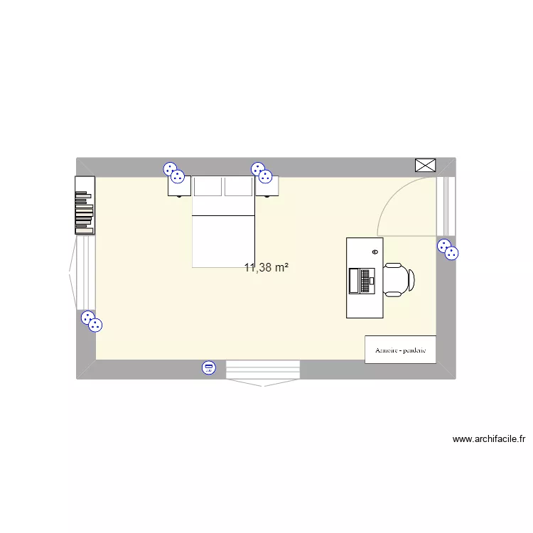 CHAMBRE BUREAU SB. Plan de 