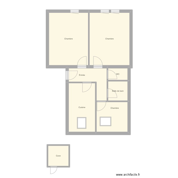 Croquis BINGLER App de droite 4ème. Plan de 8 pièces et 65 m2