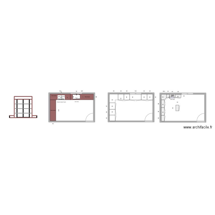 Cuisine Boussou. Plan de 21 pièces et 41 m2