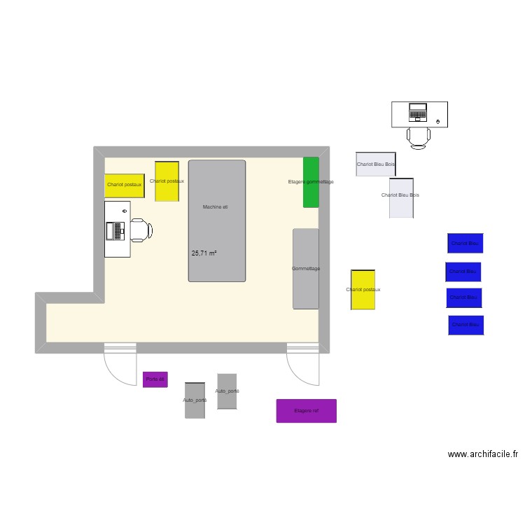 Etiquetage v2.1 grosse machine. Plan de 1 pièce et 26 m2