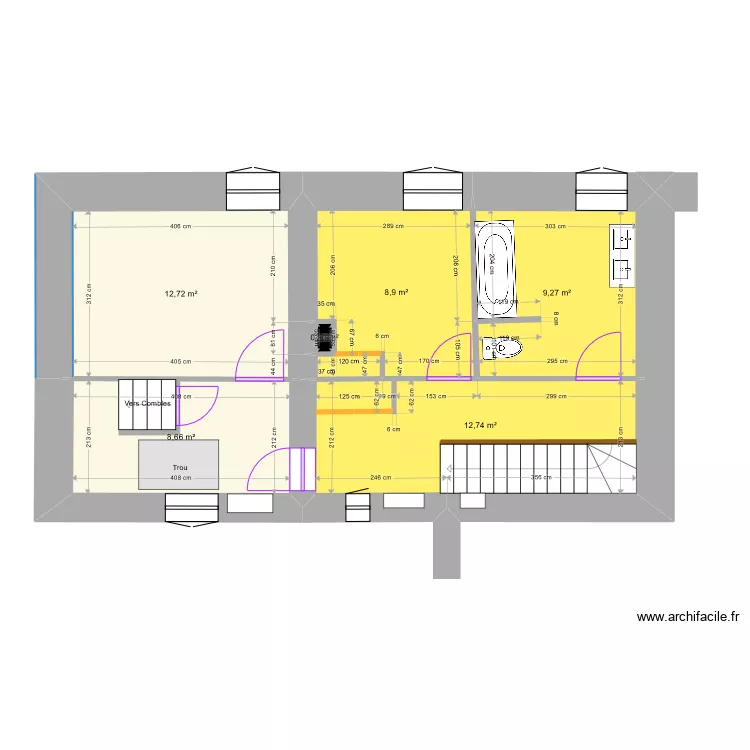 Premier &eacute;tage (avec cotes). Plan de 