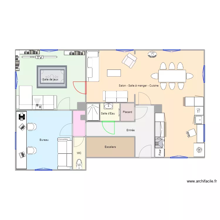 RDC meublé. Plan de RDC meublé. Plan de