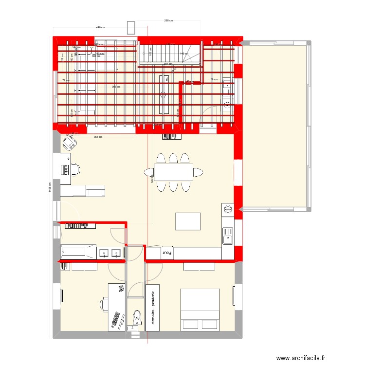 plan base travaux 2 meublé calpinage rails. Plan de 9 pièces et 126 m2