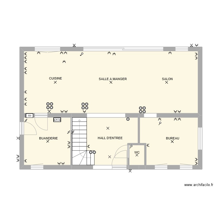 REZ THIBAUD. Plan de 4 pièces et 74 m2