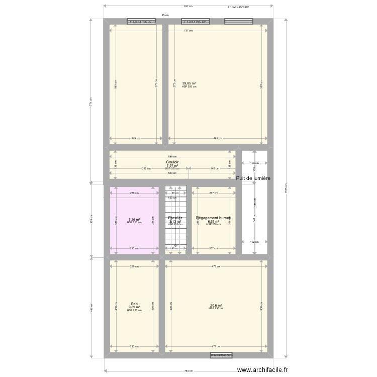 Bocquet 1 etage. Plan de 7 pièces et 95 m2