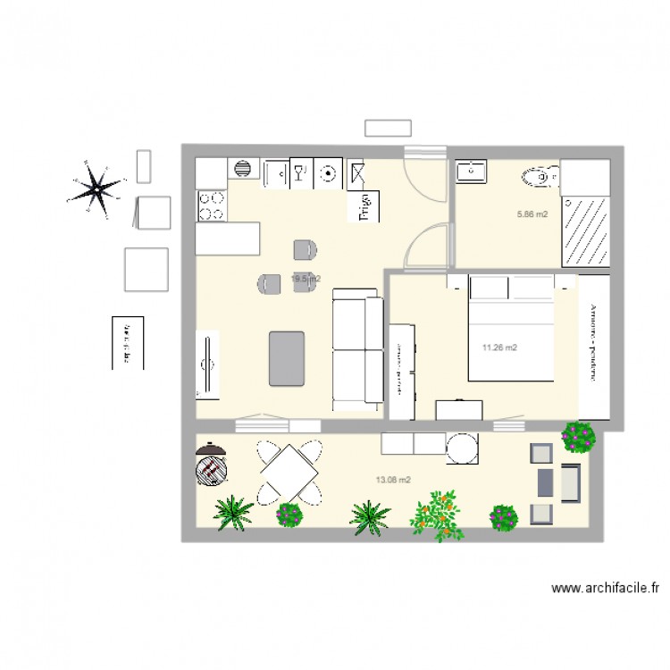 les jardins du garlaban. Plan de 4 pièces et 50 m2