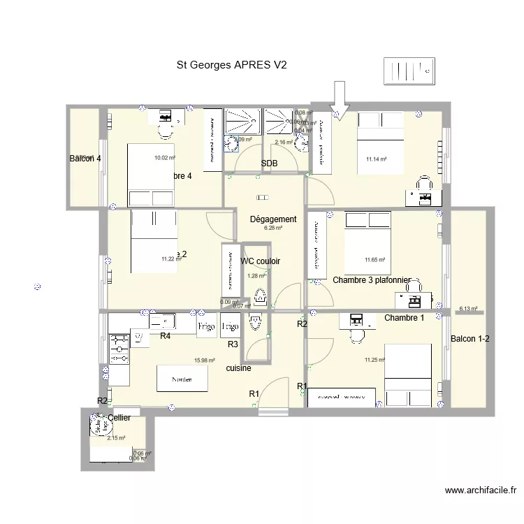 MD St Georges apr&egrave;s V2. Plan de 