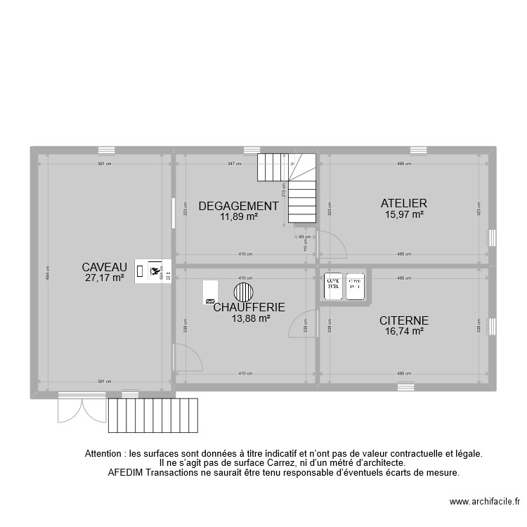 BI 9598 SOUS SOL. Plan de 6 pièces et 87 m2