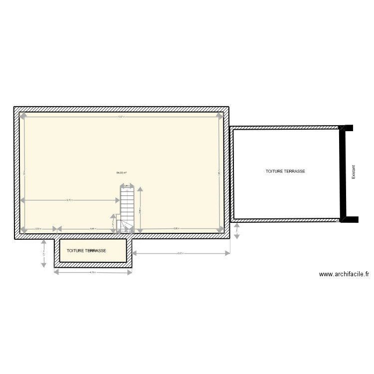 Le Henanff combles I. Plan de 2 pièces et 100 m2