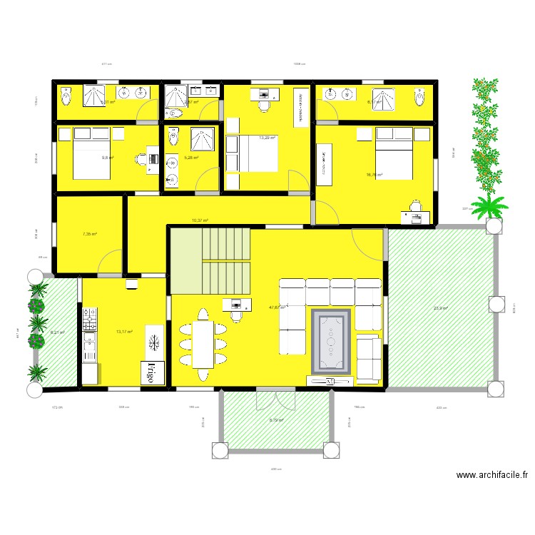 PLAN R2. Plan de 14 pièces et 177 m2