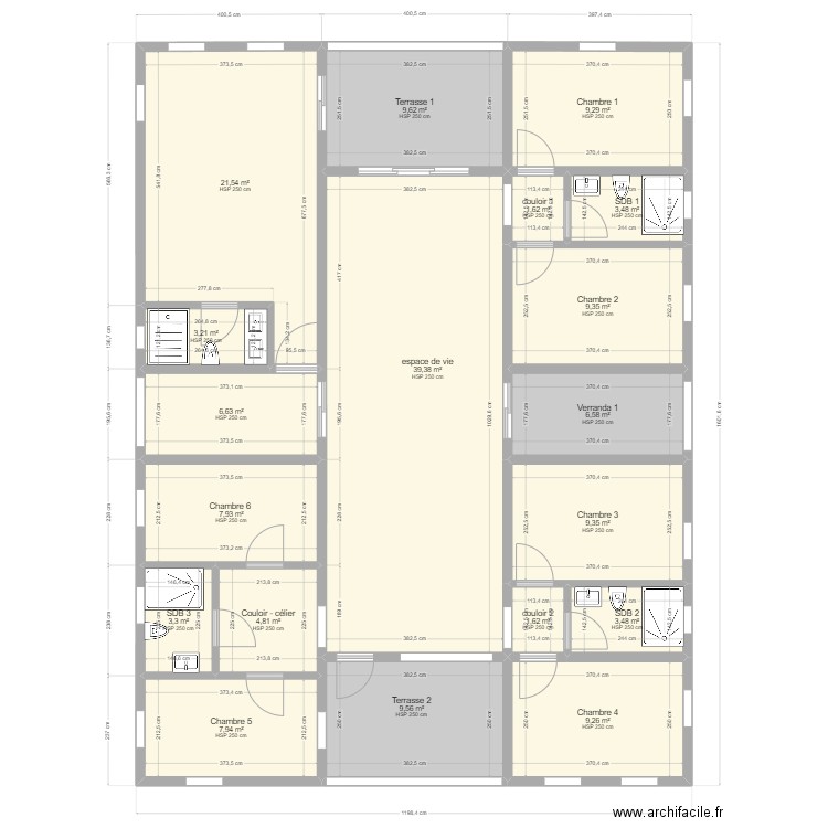 villa projet chouette  chouette 3. Plan de 28 pièces et 340 m2