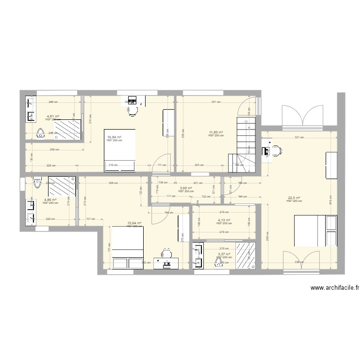 maison tarbes plan initial 1ER ETAGE PROJET 1. Plan de 9 pièces et 88 m2
