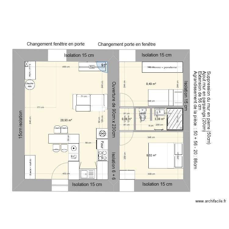 plan nouveau avec isolation et pièces3. Plan de 0 pièce et 0 m2