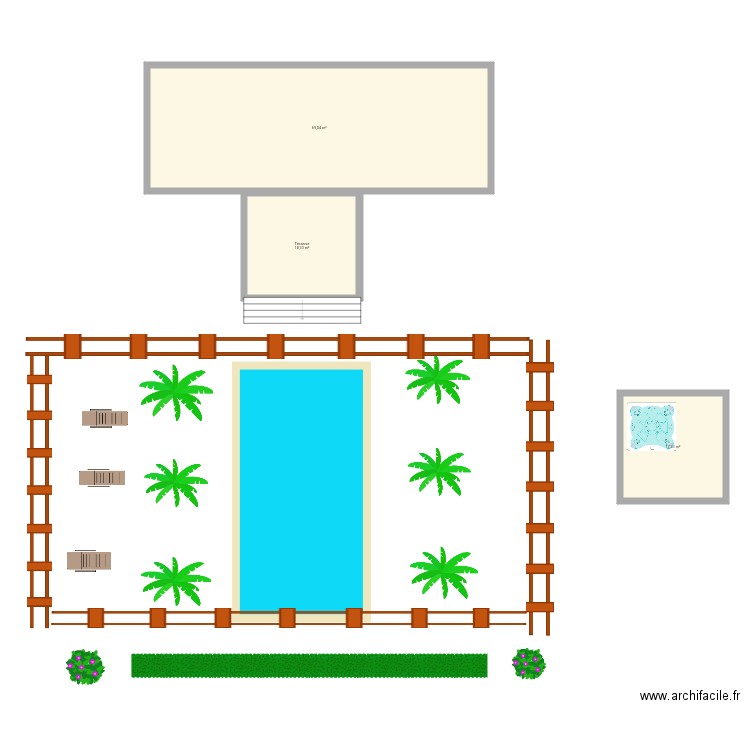 Idée piscine perpendiculaire maison. Plan de 0 pièce et 0 m2