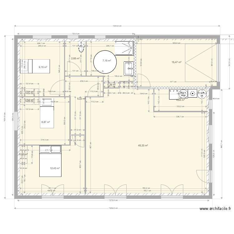 000000 . Plan de 14 pièces et 2134 m2