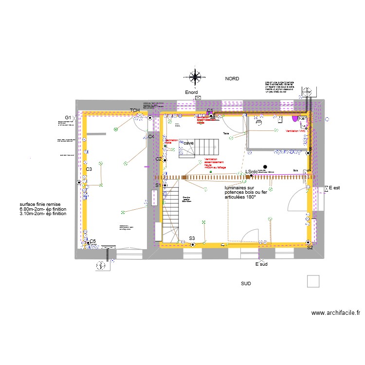 MAREILLES RC vide2. Plan de 1 pièce et 54 m2