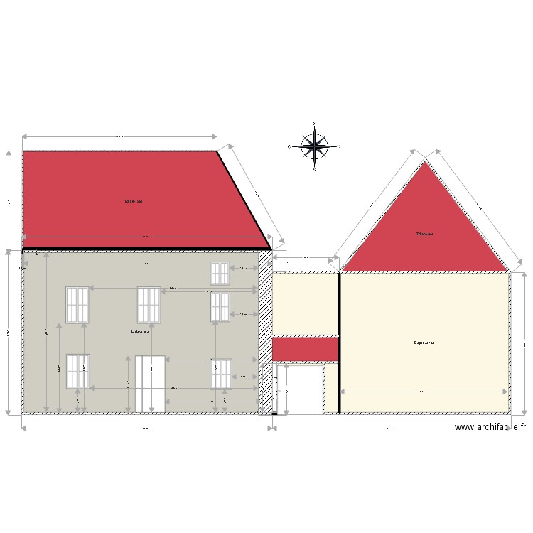 façade SUD Maison 7. Plan de 0 pièce et 0 m2