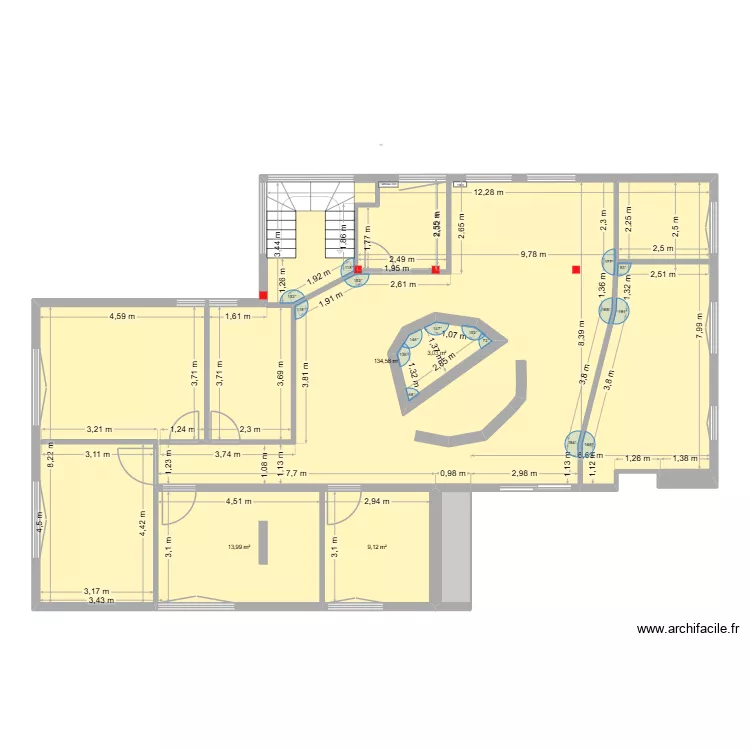 Leroux Barth base avec porteurs II. Plan de 5  et 168 m²